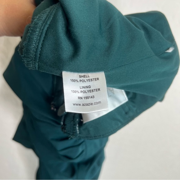 AZAZIE GALICIA Pine Mermaid Halter Pleated Stretch Chiffon Dress - Picture 9 of 9